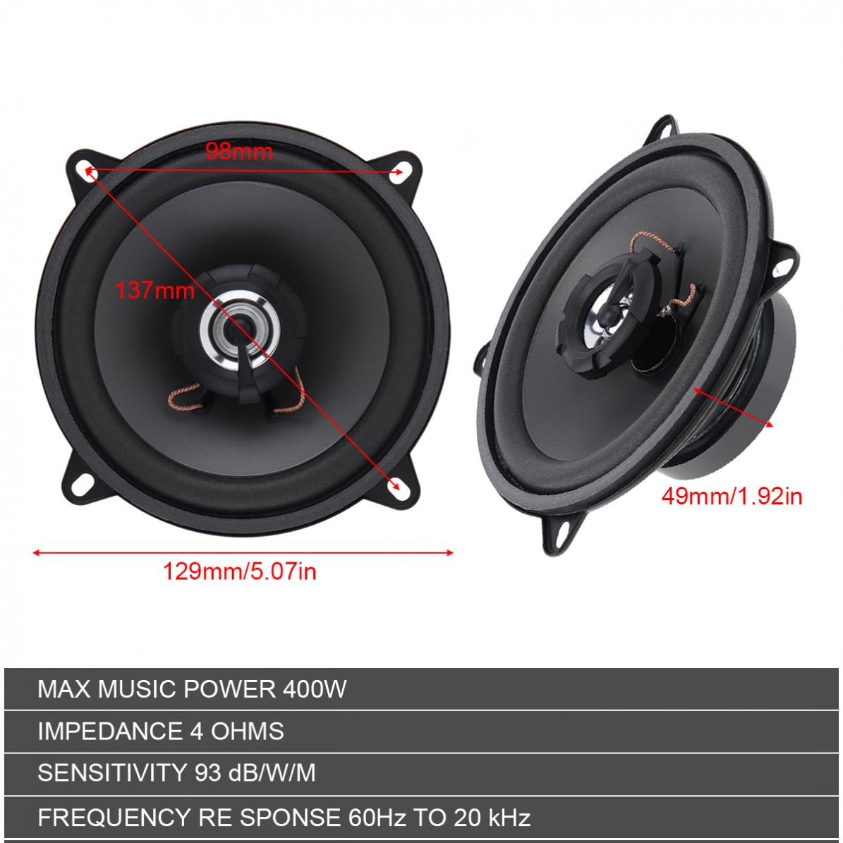 5 Inch 400W / 500W 2-Way Car H - Car Accessories Sound System 评论和价格